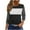 Black, variant on Wyobmus Women's 3/4 Sleeves V Neck T-Shirts Casual Striped Color Blocked Summer Round Neck Tops Casual Basic Tees Dark Gray
