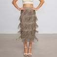 thumbnail image 2 of Ediodpoh Skirts for Women Fashion Flowy Fringe Skirt Comfortable Slim Fit Versatile Midi Skirt for Daily Wear Midi Skirts for Women Khaki One Size, 2 of 6