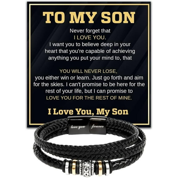 To My Son Bracelet From Mom Dad, Sons Gift From Dad, Mother And Son Bracelet, Anniversary Graduation Valentine Christmas Birthday Gifts For Sons With Message Card And Gift Box