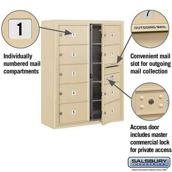 Salsbury Industries Surface Mounted 10 Door Front Load 4C Horizontal Mail Center