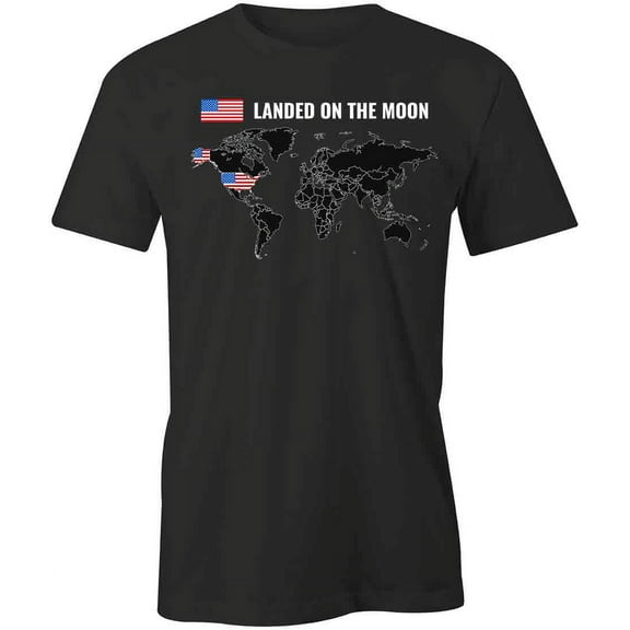 Landed On The Moon T-Shirt | Patriotic American Black Tee Gift