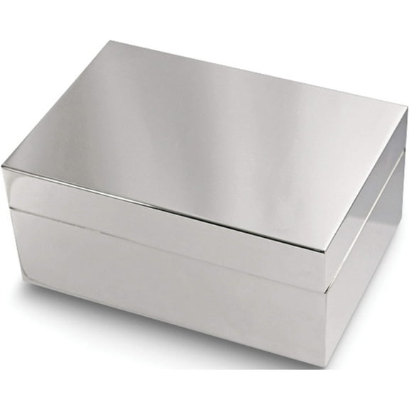 Fashion Silver-Plated Rectangular Hinged Box With Black Velvet Lining (7.75 X 6) Made In China gm13381