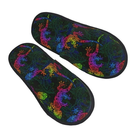 

House Slippers for Women Men - Colorful Cute Lizard Gecko Soft House Shoes Fuzzy Slippers Lightweight Slip-On Cozy House Slippers for Woman Indoor Outdoor