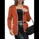 thumbnail image 2 of Suéter de Larga con Bloques de Color para Mujer, Abrigo Informal de Otoño con Botones y Bolsillo Naranja-Rojo S, 2 of 8