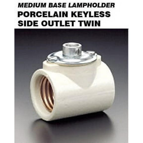 Leviton: 4010, Glazed Porcelain Lampholder, Single Circuit, Dual Socket, White