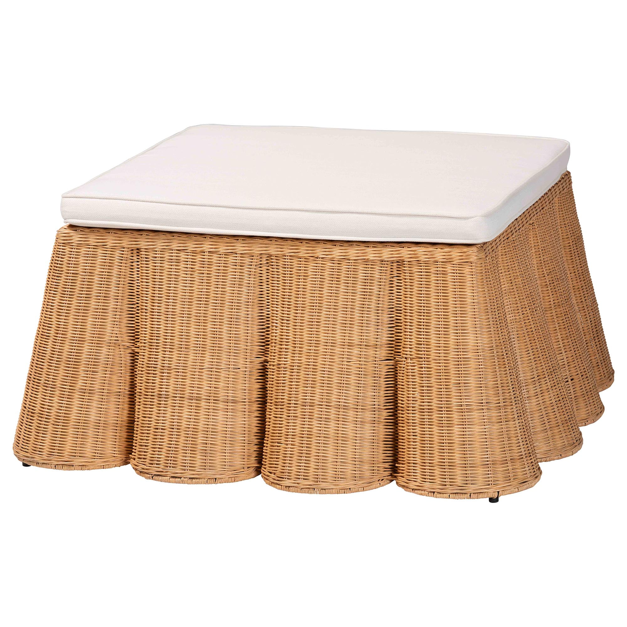 bali & pari Palm Boho Ottoman, 39"W, Square, Light Honey