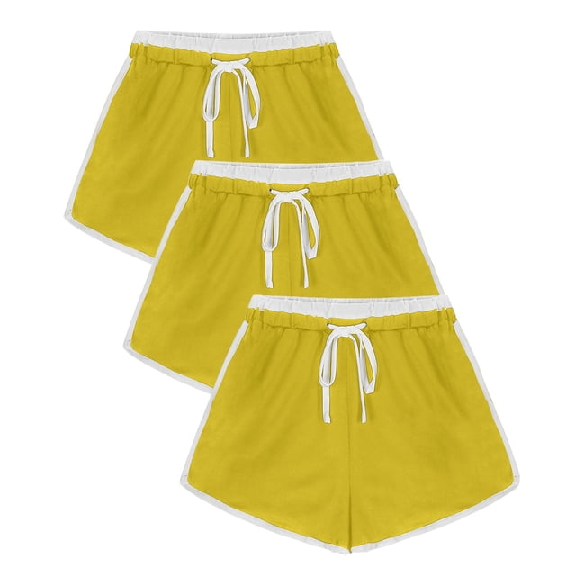 Timegard Shorts for Women 3pc Elastic Waist Comfy Ruched Loungewear Summer Workout Running Shorts