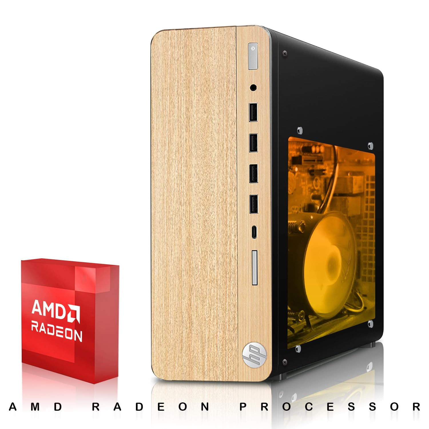 Restored HP Full Light Gaming PC Desktop Computer – AMD Pro A10-9700,RX 550 Graphics,16GB RAM,512GB SSD,27 Inch Curved Monitor,RGB Keyboard with AI Copilot,Mouse,WiFi,RGB Headphone,Windows 11