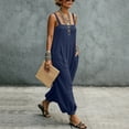thumbnail image 5 of Miluxas Women's Sleeveless Jumpsuits Loose Wide Leg Harem Overalls with Pockets Lightweight Casual Rompers for Summer Beach Vacation Navy, 5 of 8