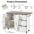 thumbnail image 3 of Farmhouse Kitchen Island with Barn Door & Adjustable Shelf, Kitchen Storage Cart with Drop Leaf, Spice Rack & Power Outlet, 3 of 13