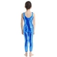 thumbnail image 2 of ZDHoor Kids Girls Metallic Sleeveless Ballet Jumpsuit Leotard Gymnastics Exercise Unitard Dancewear Blue 12-14, 2 of 7