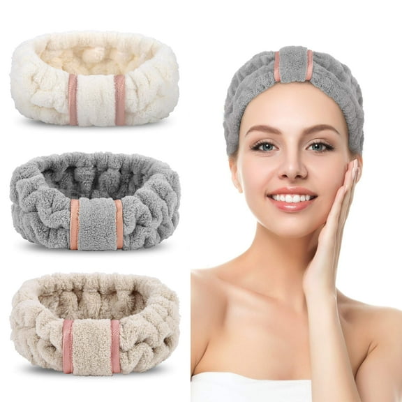 3 Pack Women's Spa Microfiber Skincare Headbands for Face Washing, Makeup Removal and More