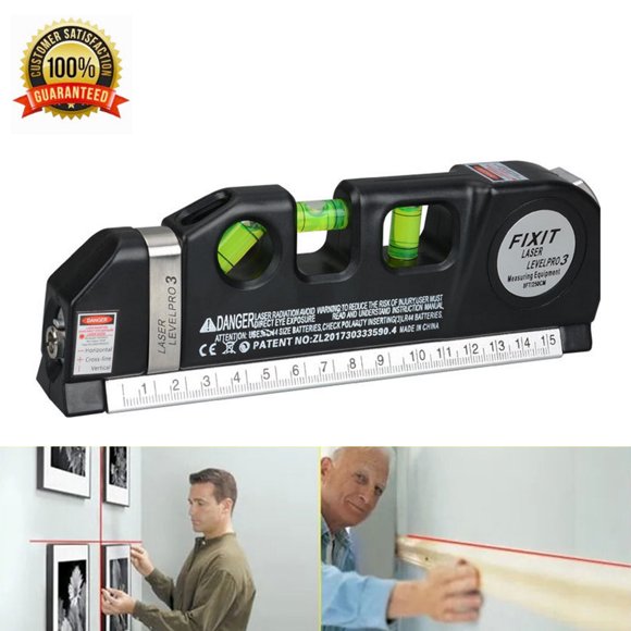 Multipurpose Laser Level Vertical Horizon Aligner Tool Measuring Tape Metric Ruler