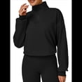 thumbnail image 2 of Sudadera con Media Cremallera para Mujer, para Otoño e Invierno, Informal, Holgada, Resistente Al Viento y Cálida, Ropa Deportiva de Fitness. Negro XL, 2 of 8
