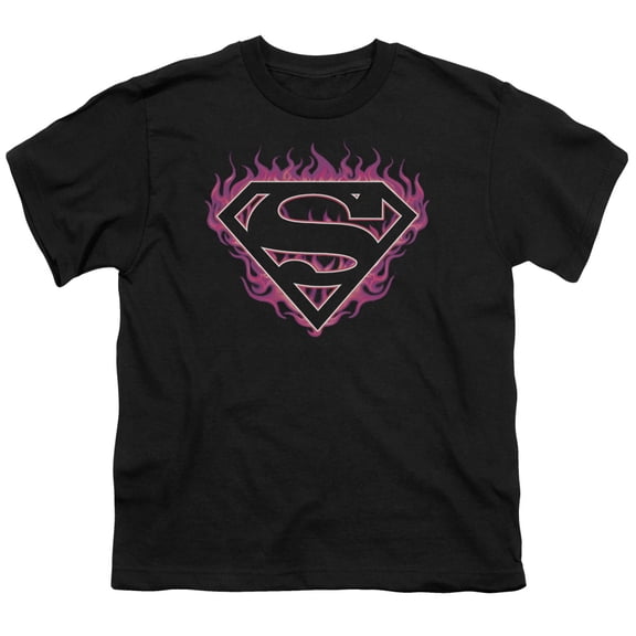 Superman - Fuchsia Flames - Youth Short Sleeve Shirt - Large