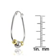 thumbnail image 3 of 30mm Sterling Silver Two-Tone Yellow Polished Beaded Hoop Earrings, 3 of 3