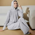 thumbnail image 5 of Annhoo 2 Piece Sets for Women Fall Casual Long Sleeve Hooded Tops with Wide Leg Trousers Loose Comfy Outfits, 5 of 7