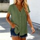 thumbnail image 5 of Camisetas de Manga Corta Extra Larga para las Mujeres con Cuello en V Botón Placa con Cuello Blusa de Túnica, Camisa de Manga Larga Azul Claro Mujeres, 5 of 8