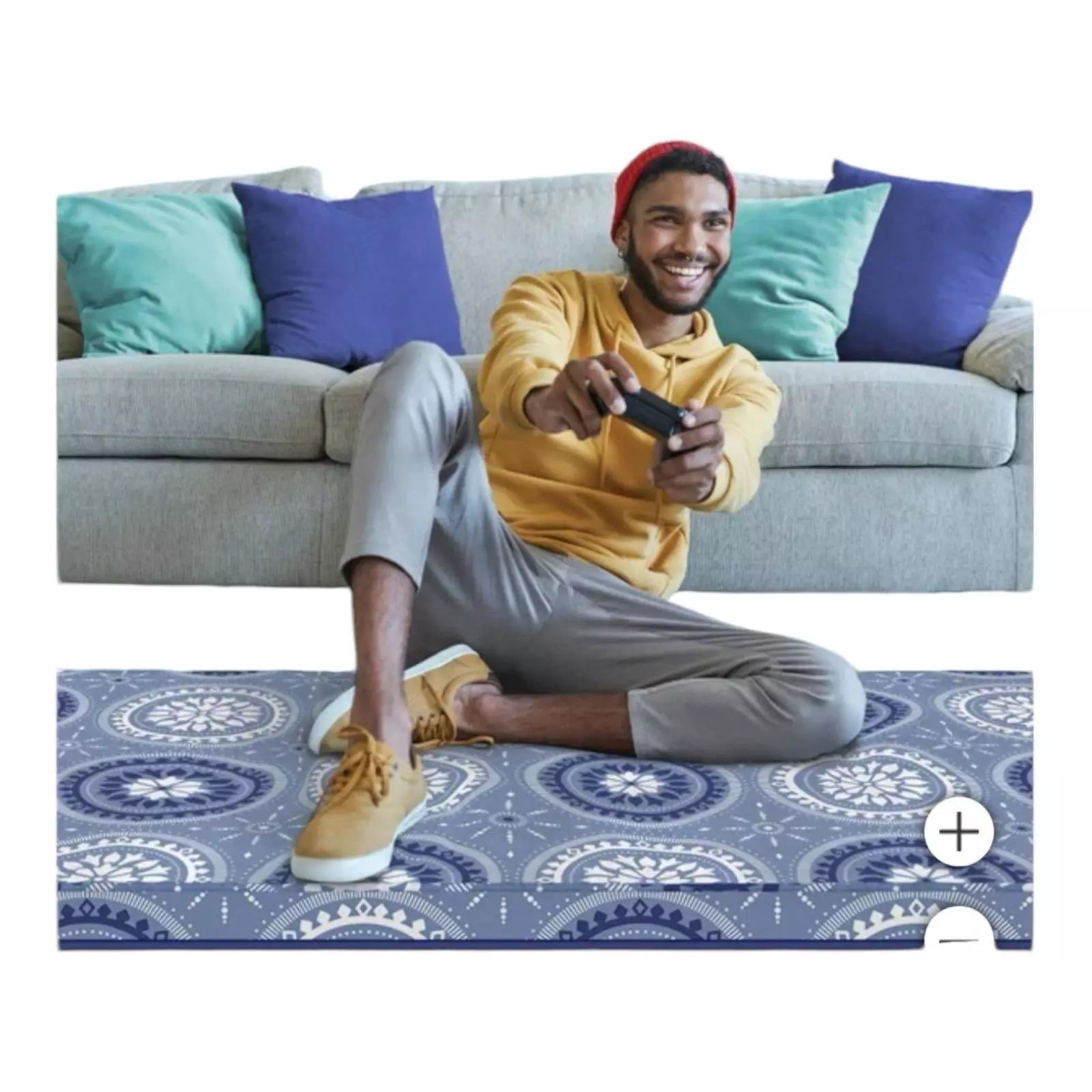Novaform 2-Inch Memory Foam Roll Out Lounger, Blue Mosaic 39" x 75"