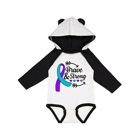 

Inktastic Suicide Prevention Awareness Brave and Strong with Arrows Gift Baby Boy or Baby Girl Long Sleeve Bodysuit