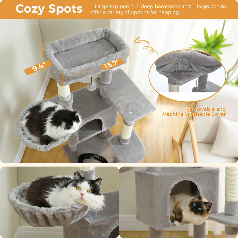 Cat Tree, Small Cat Condo with Sisal Scratching Post and Massage Post Light  Gray