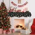thumbnail image 5 of Christmas Tree Fireplace Mantle Scarf, Winter Xmas Pine Leaf Snowflake Black Mantel Cover Table Runner for Home Living Room Door Window, Indoor Outdoor Holiday Party Decor 17" x 60", 5 of 8