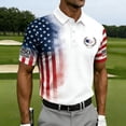 thumbnail image 3 of 250 Anniversary Usa Polo Shirts for Men American Flag Print Lapel Collar V Neck Short Sleeve T-Shirt Independence Day Patriotic Star Classic Fit Summer Tshirts, XL, #01 White, 3 of 3