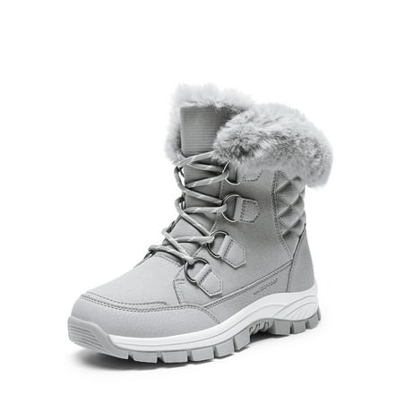 DREAM PAIRS Waterproof Snow Boots for Women  Faux Fur Cozy Warm Insulated Winter Boots Lace Up Mid-Calf Outdoor Shoes for Walking Hiking