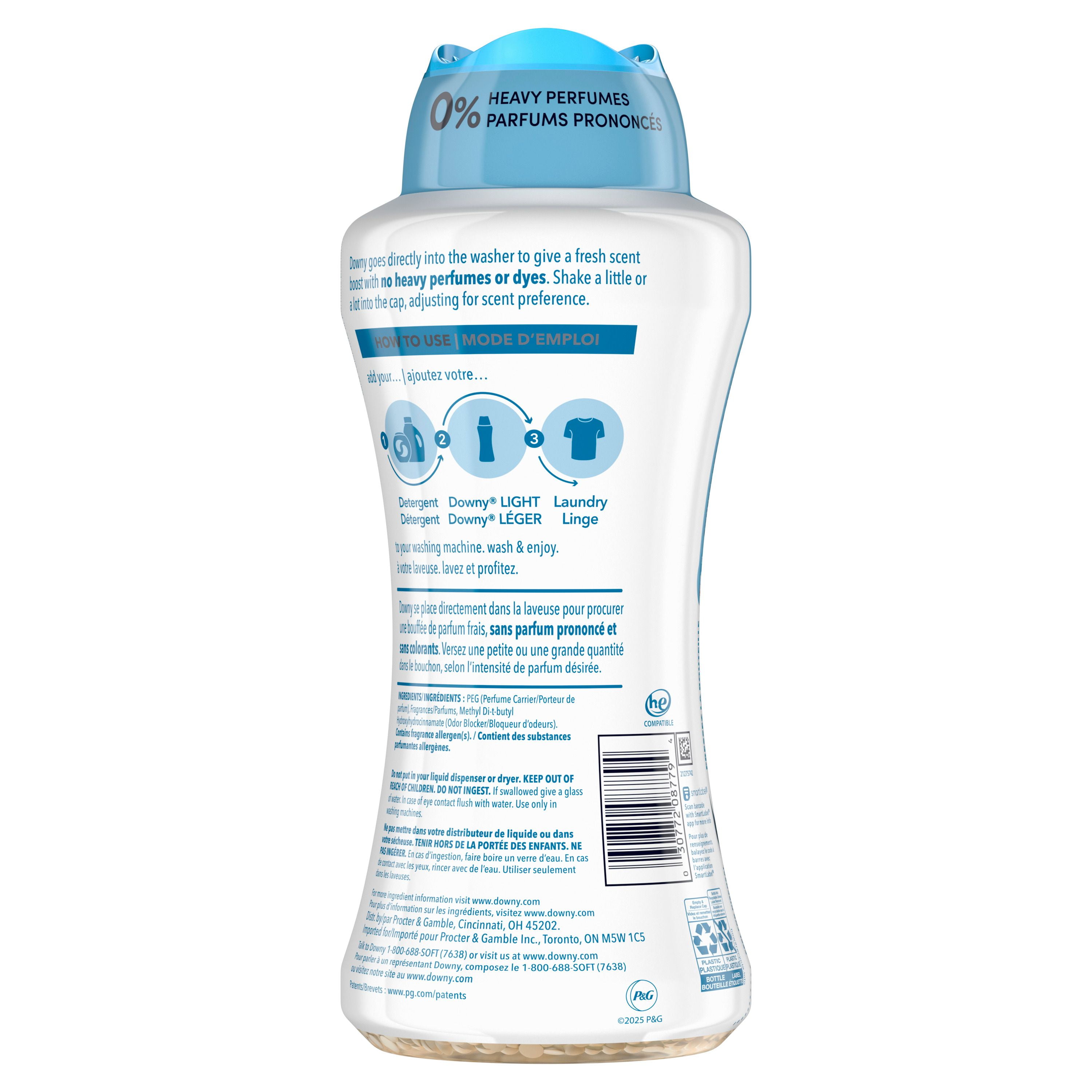 Downy Light Laundry Scent Booster Beads, Ocean Mist Scent, In-wash fabric beads designed to be gentle with a light boost of scent, No Heavy Perfumes