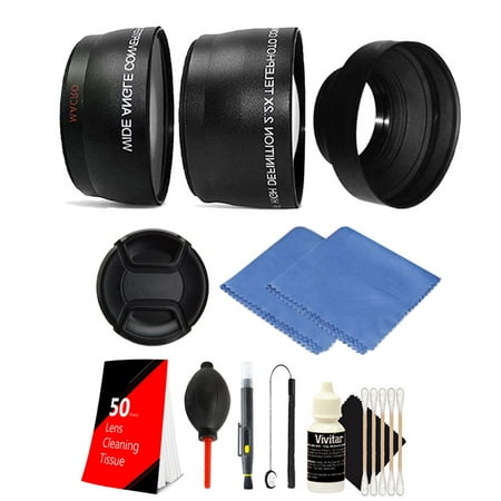 58mm Fisheye Telephoto & Wide Angle Lens + Rubber Hood Accessory Kit for Canon 750D 760D 650D 600D 550D 500D 450D (Canon 600d Lens Kit Best Price)