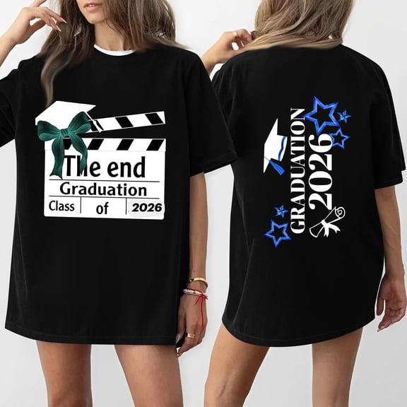 Class of 2026 Women Tops, 2026 Graduation Tops Clothes, Party Favor Stuffs, Lightweight Comfy Graduation Outfits for Graduates Black Size: L