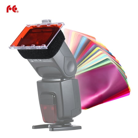 FalconEyes CFA-30K Speedlite Color Filter Gel Kit w/ Silver Reflector Adjustable Mount Base for Canon Nikon Yongnuo Godxo Flash Light w/ Carrying Bag, 30