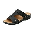 thumbnail image 3 of Domuza Orthopedic Sandals for Women Summer Peep Toe Strap Wedge Sandals Lightweight Casual comfort Hollow Out Slip On Walking Shoes Black 7.5（EU-39）, 3 of 6