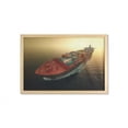 thumbnail image 1 of Maritime Wall Art with Frame, Aerial Shot Photo of Big Industrial Container Ship on Calm Ocean at Sunrise, Printed Fabric Poster for Bathroom Living Room, 35" x 23", Multicolor, by Ambesonne, 1 of 2