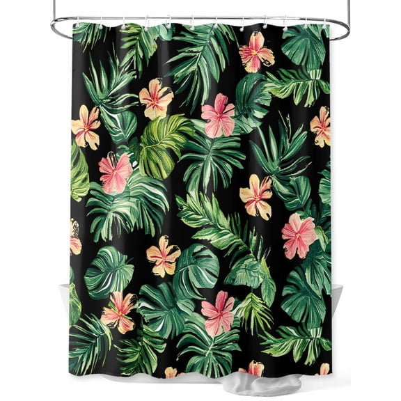 Shower Curtain Pink Flower Shower Curtains for Bathroom, Waterproof Polyester Shower Curtain Set with Hooks, Standard Size 66" x 72" Spring