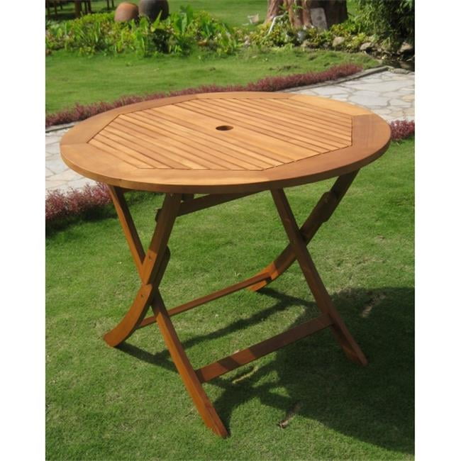 International Caravan TTRT029 Royal Tahiti Outdoor 36 in. Round Wood Folding Table Walmart