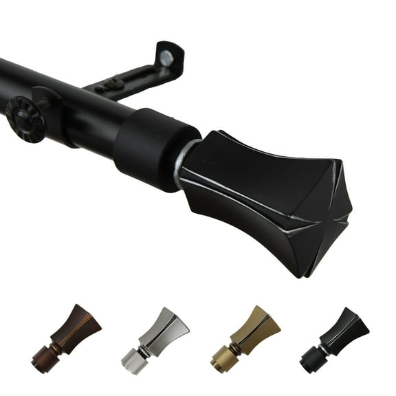13/16" Dia Adjustable 28-48" Leandro Curtain Rod in Black