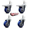 thumbnail image 2 of 3.5 Inch Blue Poly Wheel Swivel 7/16 Inch Stem Caster Set 2 Total Lock Brake, 2 of 2