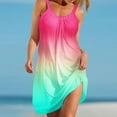 thumbnail image 2 of Honeeladyy Womens Summer Printed Sleeveless Mini Sundress A Line Wide Strap Beach Dresses Hot Pink XL, 2 of 4
