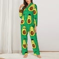 thumbnail image 3 of Kll Cartoon Fruit Print Women'S Long Sleeve Pajamas With Pants Sleepwear Loungewear 2 Set-Small, 3 of 9