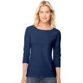 thumbnail image 1 of Hanes Tee-Shirt à Manches Raglan en Coton Extensible pour Femmes, P, Marine, 1 of 1