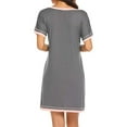 thumbnail image 6 of Womens Nightgown Sleepwear Pajamas - Women Short Sleeve Round Neck Sleep Dress Nightshirt,Gray,3XL, 6 of 7