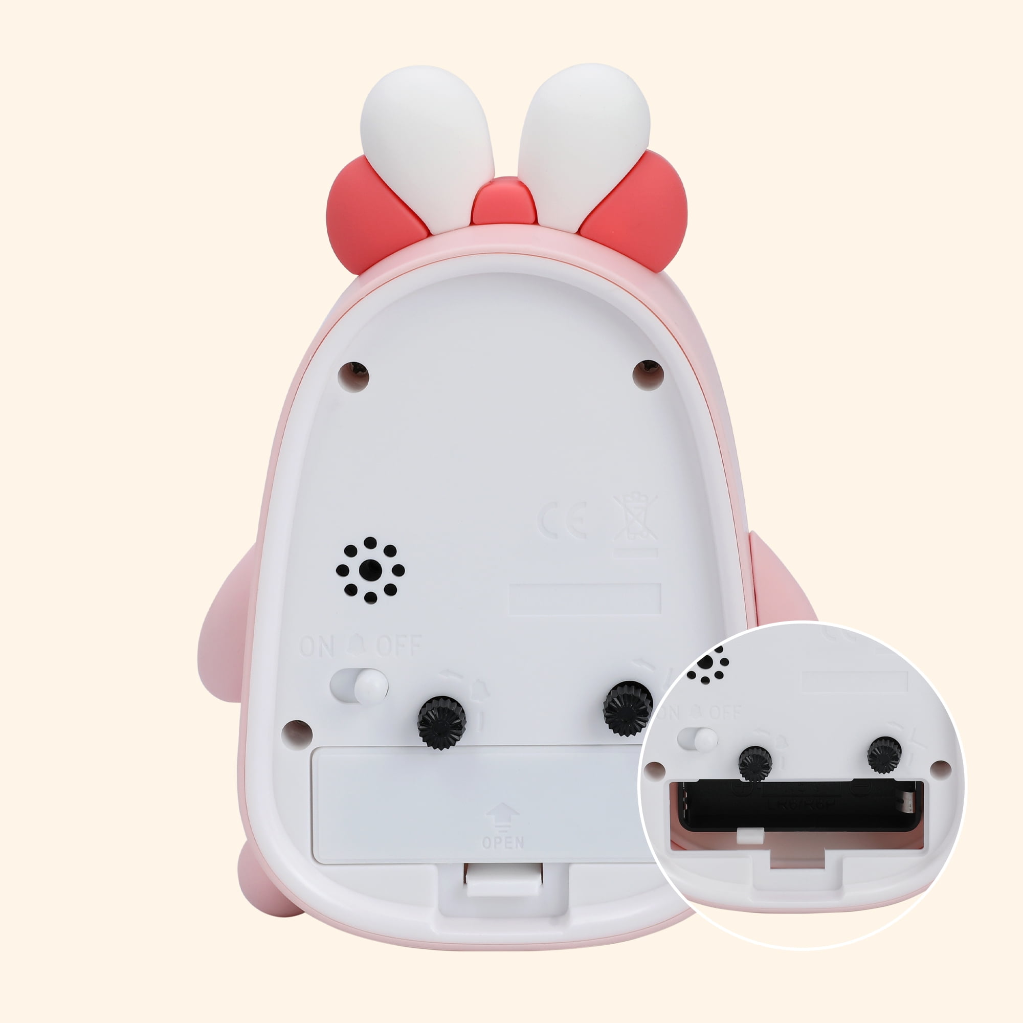 Unique Bargains Silent Non-Tick Mechanical Alarm Clock Pink Rabbit 4.1"L x 1.6"W x 5.5"H