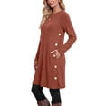 thumbnail image 5 of Fantaslook Long Sleeve Womens Dresses Crew Neck Buttons Tunic Sweater Dress with Pockets, 5 of 11
