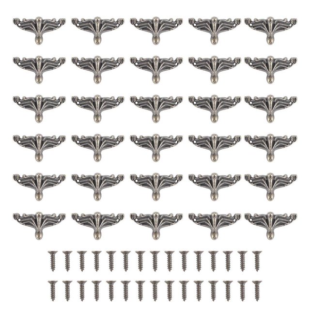 30 piezas de patas de caja de joyería antigua, protector de esquinas de madera, patas decorativas para muebles para bricolaje Je