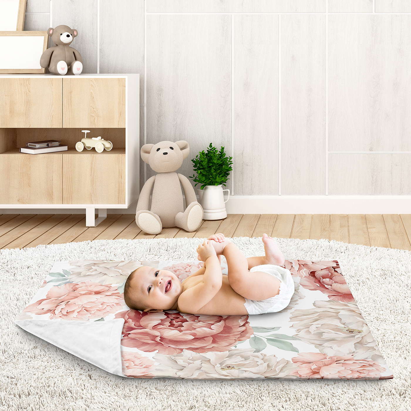 Sweet Jojo Designs Peony Floral Garden Pink and Ivory Baby Security Blanket