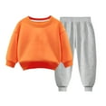 thumbnail image 3 of WRKEKC Boys and Girls Fleece Lined Sweatshirt Set 3-9 Years Solid Color Crew Neck Top and Jogger Pants Multi Color Casual Spring Fall Outfits, 3 of 4