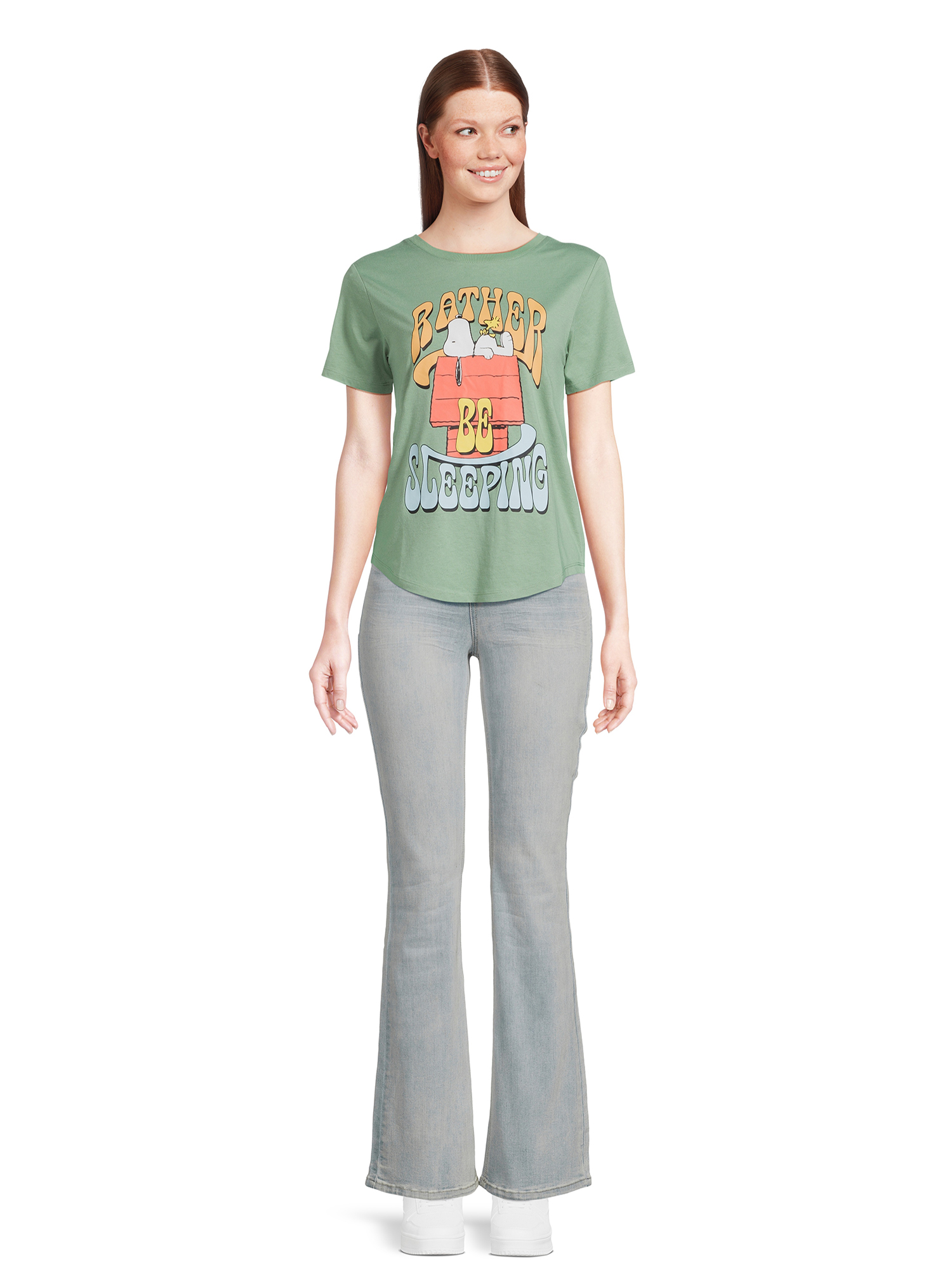 Snoopy Rather Sleeping Juniors T-Shirt