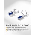 thumbnail image 6 of Bestyle Sterling Silver Dangle Earrings for Women Huggie Hoop Drop Earrings with Rectangular Baguette Sapphire Crystal, September, 6 of 9
