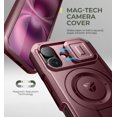 thumbnail image 4 of Pour iPhone 16 Pro Max Étui Magnétique avec Cache Coulissant pour Caméra & Support Réglable & Protecteur d'Écran Intégré, Étui Pare-Chocs Robustes - Noir Nuit, Rouge Vin, 4 of 5